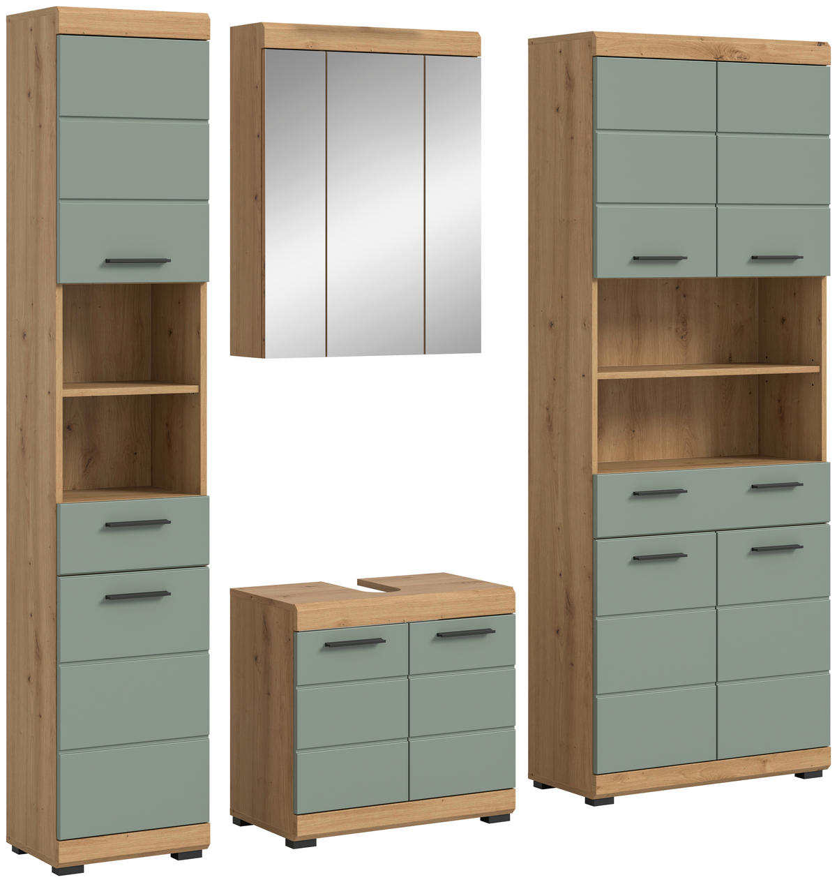 Badezimmer-Set Scout Eiche Artisan Nachbildung salbei Nachbildung B/H/T: ca. 186x191x34 cm Scout - Eiche/salbei (186,00/191,00/34,00cm) - xonox.home