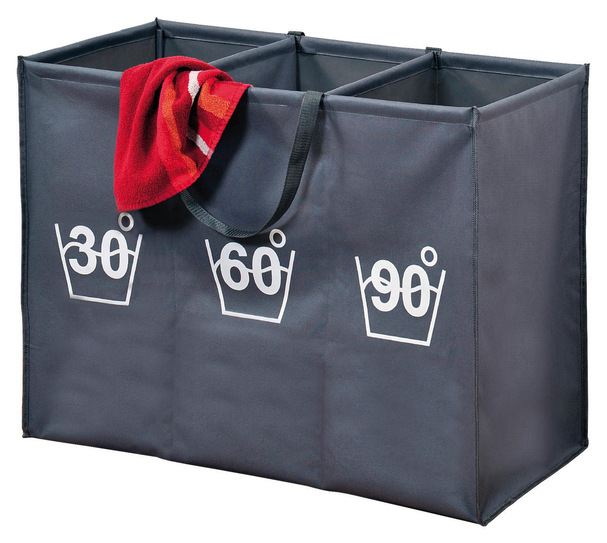 Kesper Wäschesammler grau Polyester B/H/L: ca. 36x60x74 cm Wäschesammler_3er-Einteilung - grau (74,00/36,00/60,00cm) - Kesper