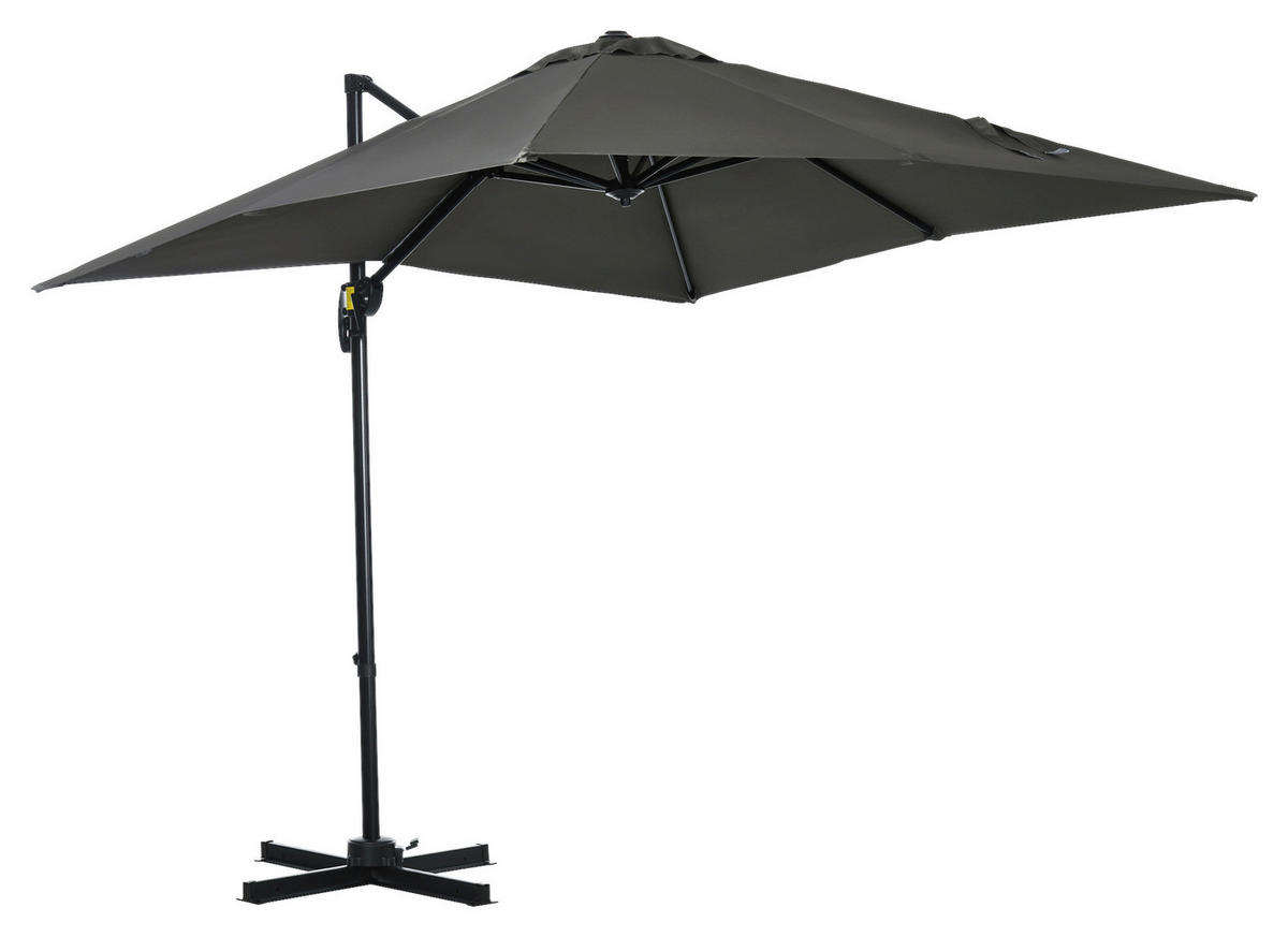 Outsunny Sonnenschirm grau Polypropylen B/H/L: ca. 245x245x245 cm Sonnenschirm - grau (245,00/245,00/245,00cm) - Outsunny