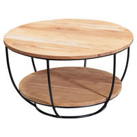 Couchtisch natur schwarz pulverbeschichtet B/H/T: ca. 60x34x60 cm Couchtisch - natur/schwarz (60,00/34,00/60,00cm) - Wohnling