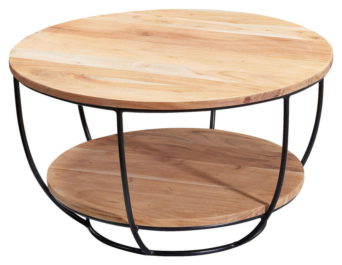Couchtisch natur schwarz pulverbeschichtet B/H/T: ca. 60x34x60 cm Couchtisch - natur/schwarz (60,00/34,00/60,00cm) - Wohnling