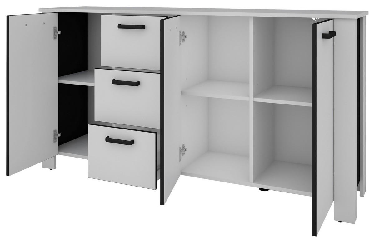 Sideboard FARO weiß schwarz B/H/T: ca. 160x84x40 cm FARO - weiß/schwarz (160,00/84,00/40,00cm) - byLIVING