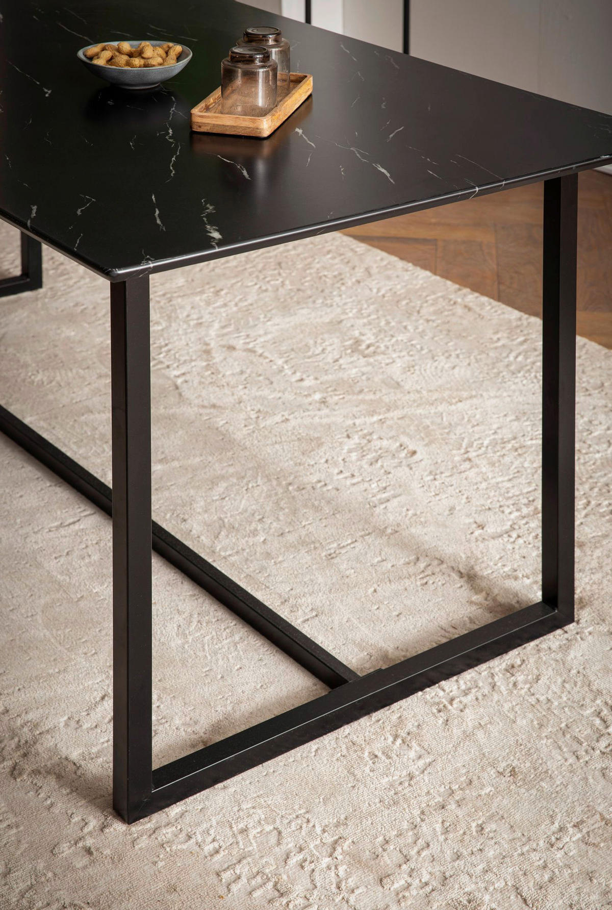 Esstisch schwarz Marmoroptik Optik B/H/T: ca. 200x76x90 cm Esstisch - schwarz/Marmoroptik (200,00/76,00/90,00cm) - Wohnling