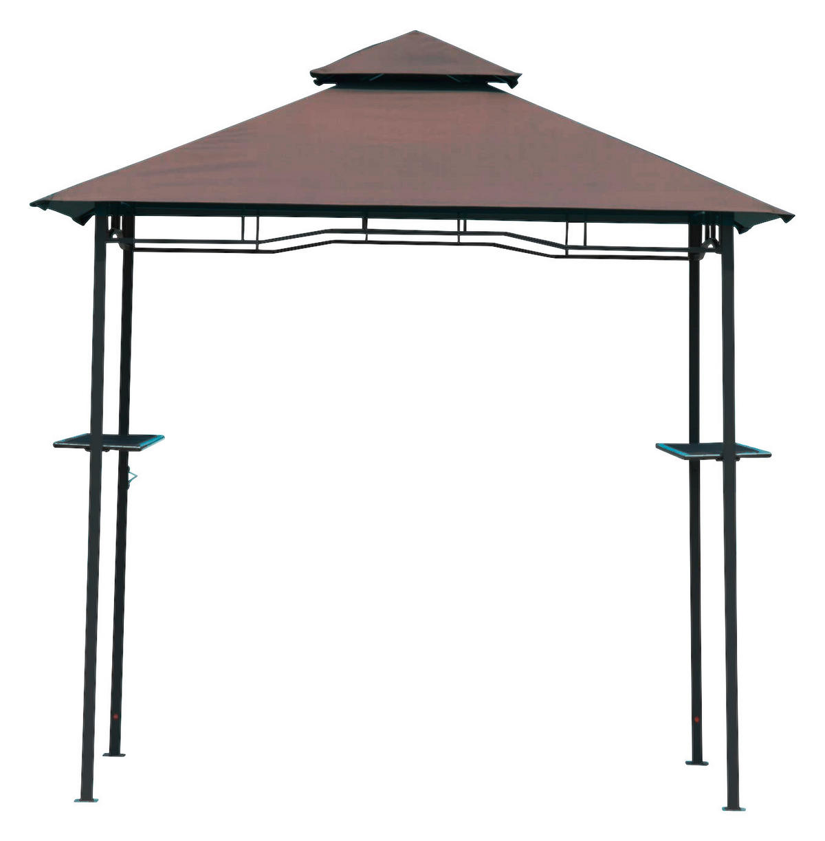 Outsunny Gartenpavillon café braun Stahl B/H/L: ca. 150x255x245 cm Grillpavillon_mit_Doppeldach - café braun/schwarz (245,00/150,00/255,00cm) - Outsunny