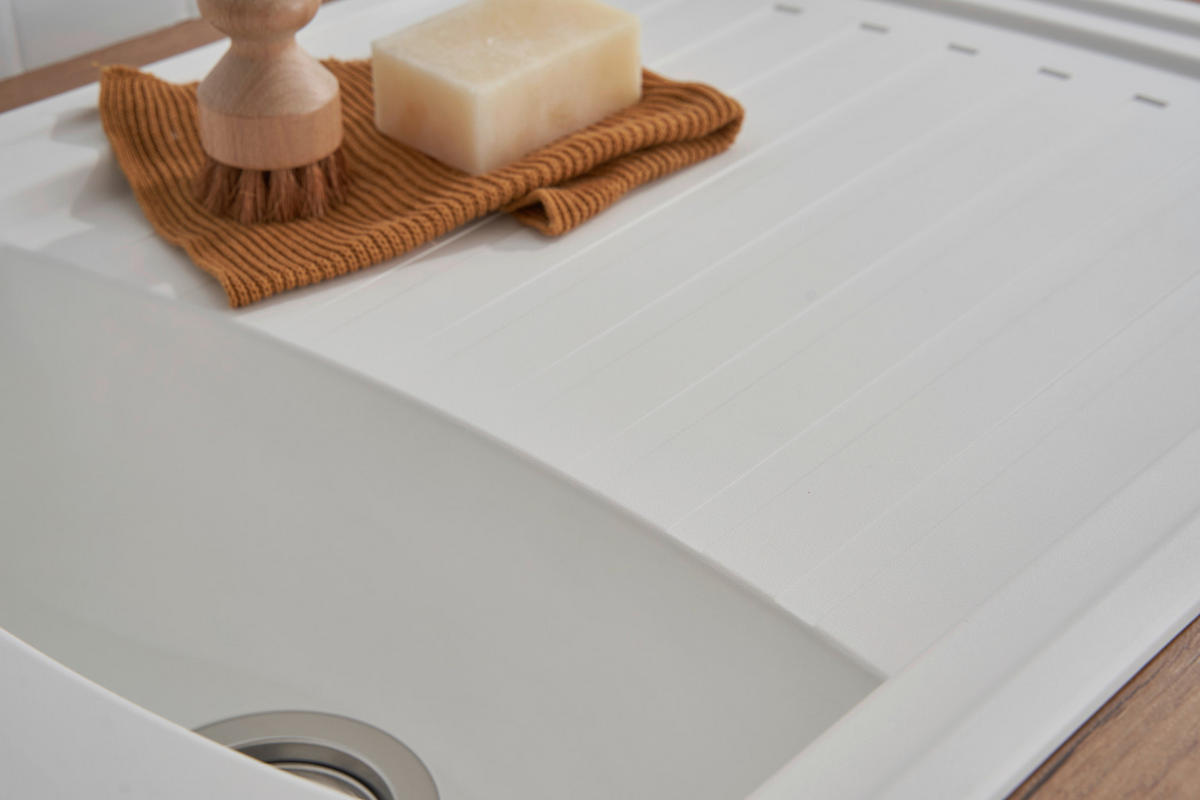 Respekta Einbauspüle Boston 100 x 50 W weiß Mineralite B/H/T: ca. 100x20x50 cm Boston 100 x 50 W - weiß (100,00/20,00/50,00cm) - Respekta