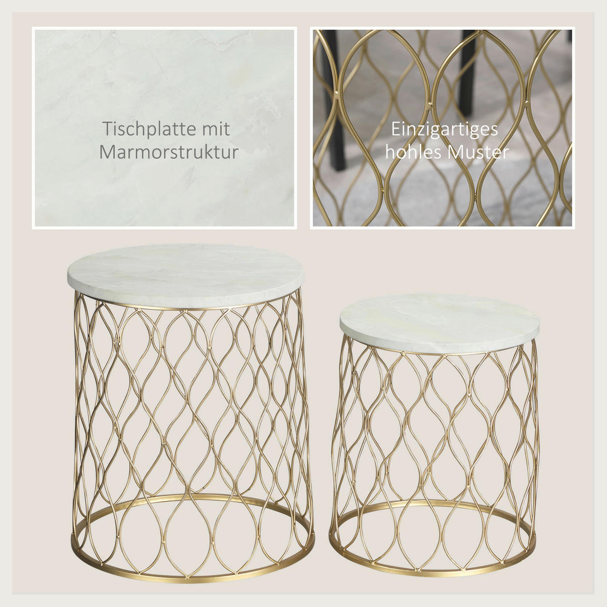Outsunny Gartentisch Gartentisch - gold (41,00/41,00/46,00cm) - Outsunny