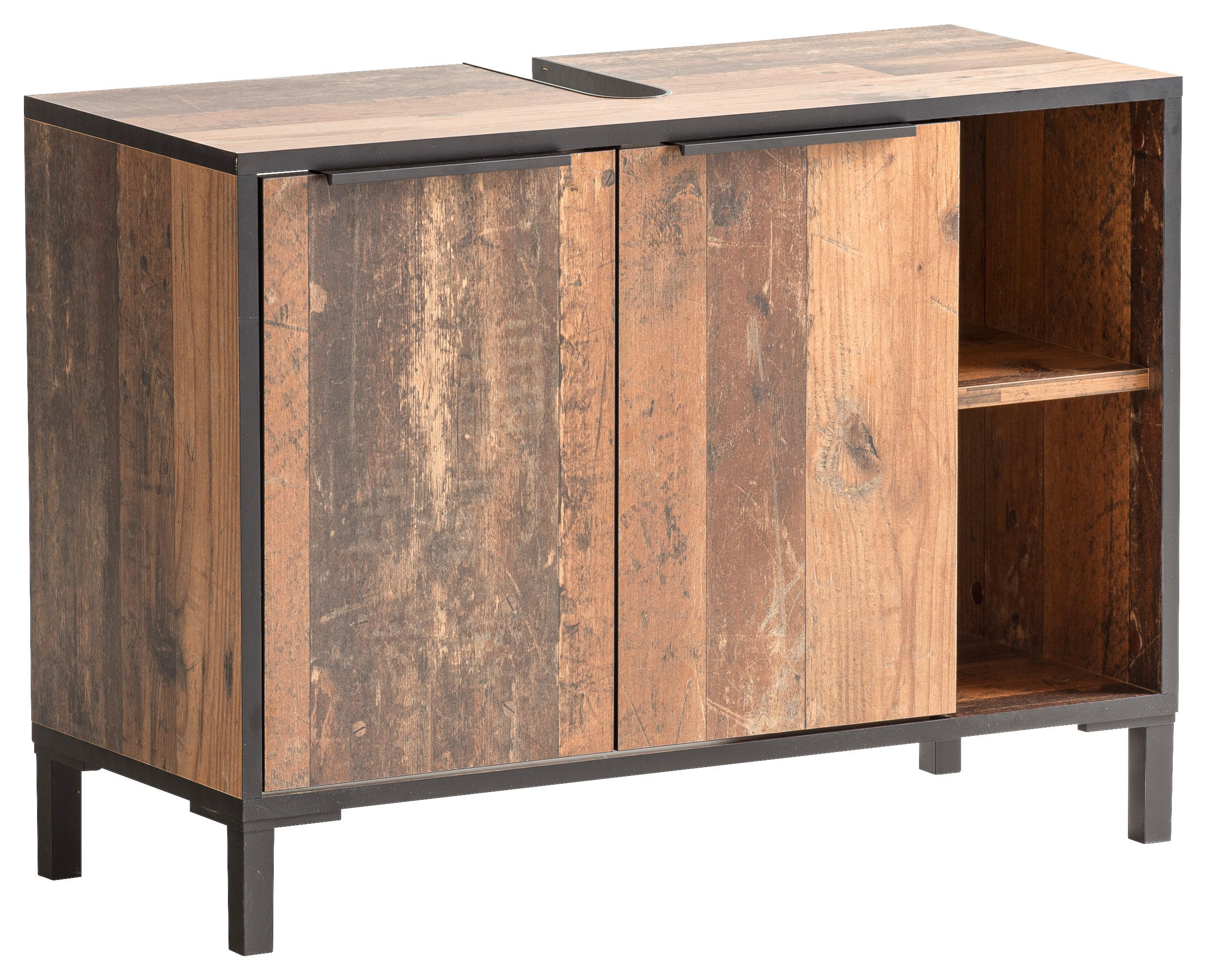 Waschbeckenunterschrank Jaap Old Wood dunkel Nachbildung B/H/T: ca. 79,8x49,3x33 cm Jaap - (79,80/49,30/33,00cm) - Möbelpartner