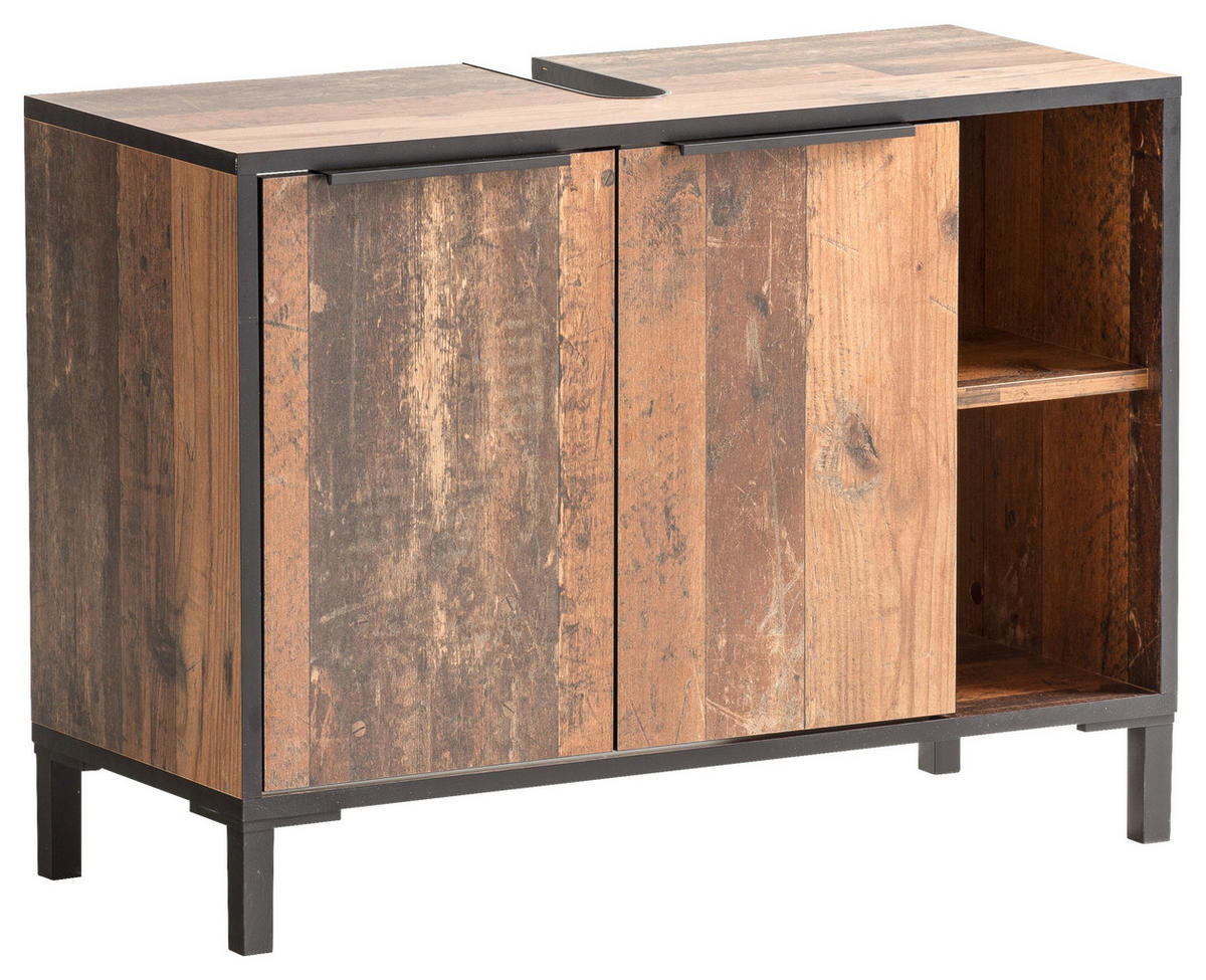 Waschbeckenunterschrank Jaap Old Wood dunkel Nachbildung B/H/T: ca. 79,8x49,3x33 cm Jaap - (79,80/49,30/33,00cm) - Möbelpartner