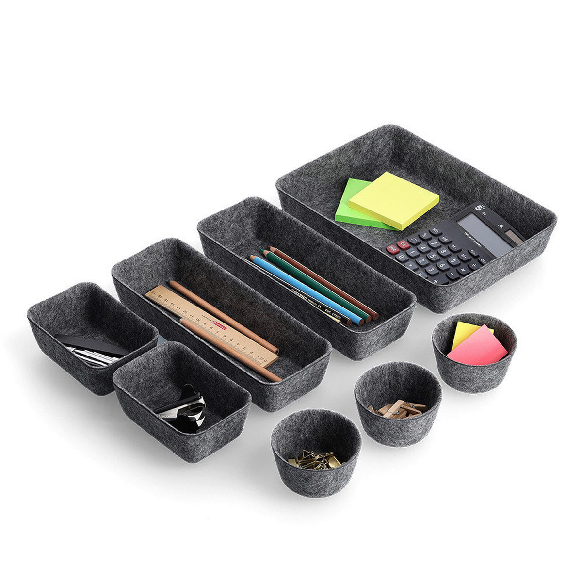 Zeller Organizer grau Filz Organizer-Set_8tlg. - grau - Zeller