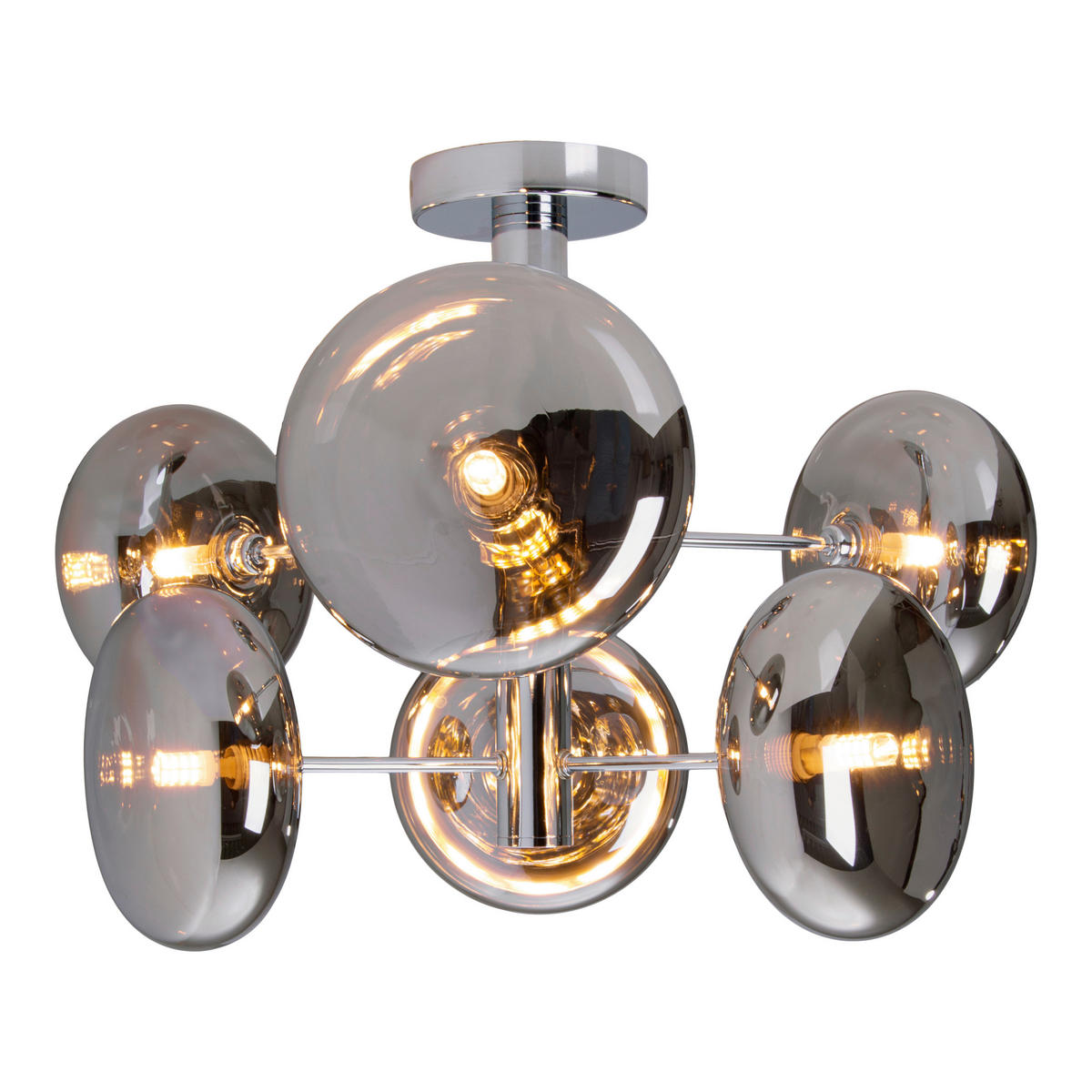 Näve Leuchten Deckenleuchte 1388397 Chrom Glas Metall B/H/T: ca. 53x38x53 cm G9 6 Brennstellen Orion - Chrom (53,00/38,00/53,00cm) - Näve Leuchten