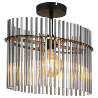 GLOBO Deckenleuchte Rauch mattschwarz Glas Metall B/H/T/L: ca. 22x34x40x40 cm E27 1 Brennstellen Gorley - mattschwarz/Rauch (40,00/22,00/34,00cm) - GLOBO