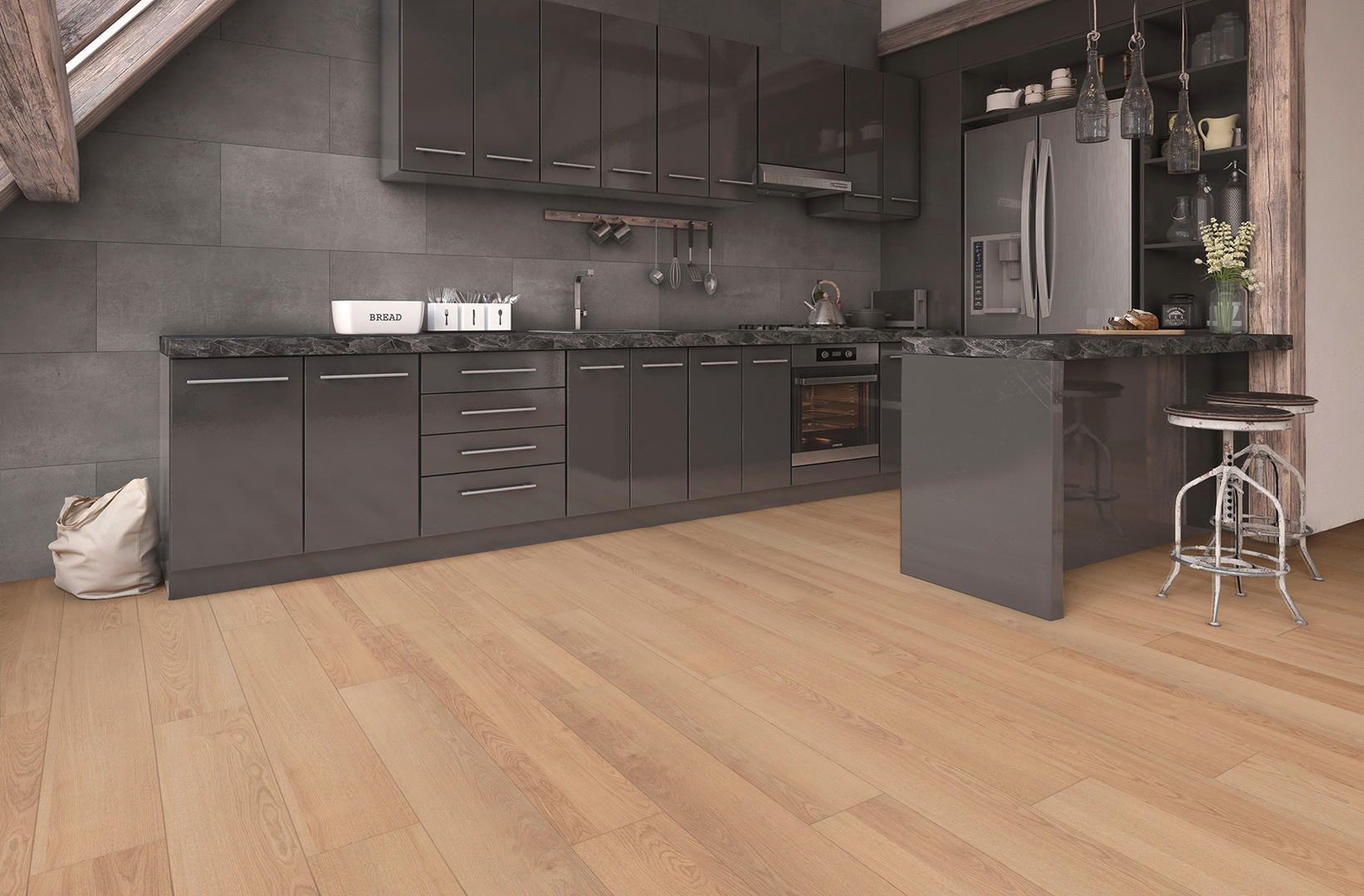 Laminatboden Eiche natur ca. 2,245 m² im Paket  B/L: ca. 19,4x128,6 cm pro Paket Eiche natur ca. 2,245 m² im Paket - natur (19,40/128,60cm)
