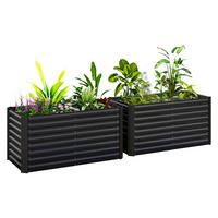 Outsunny Hochbeet 2er Set dunkelgrau Stahl B/H/L: ca. 60x60x120 cm Hochbeet 2er Set - dunkelgrau (120,00/60,00/60,00cm) - Outsunny