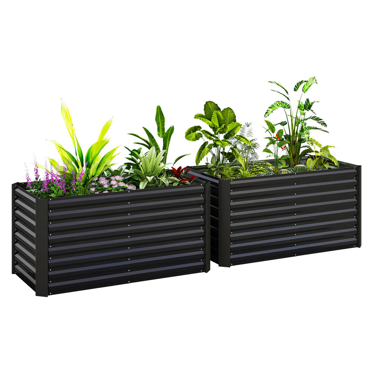 Outsunny Hochbeet 2er Set dunkelgrau Stahl B/H/L: ca. 60x60x120 cm Hochbeet 2er Set - dunkelgrau (120,00/60,00/60,00cm) - Outsunny