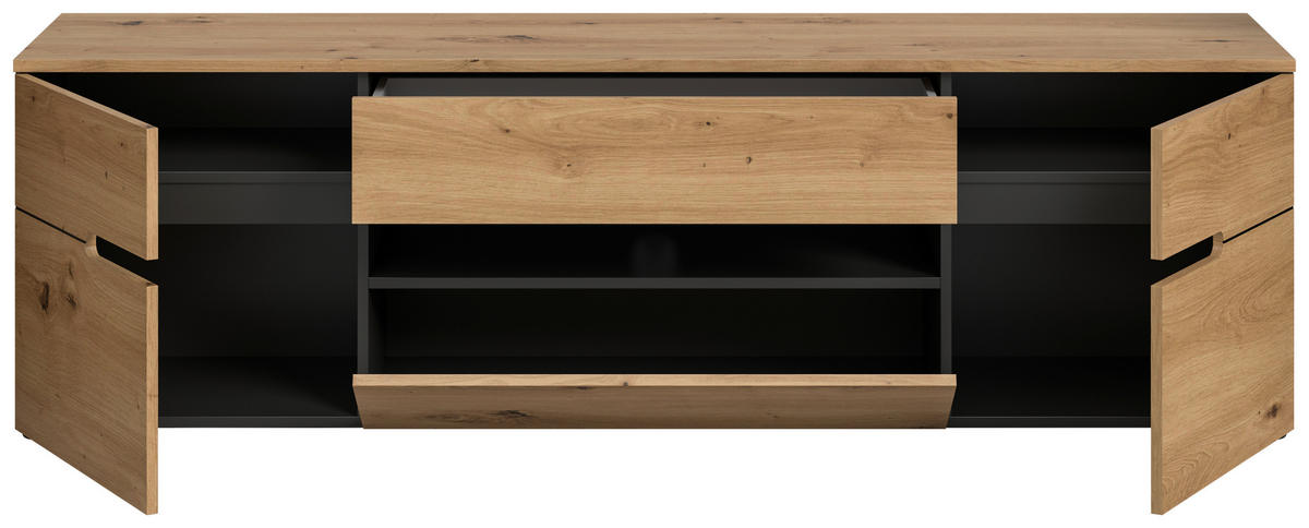 TV-Lowboard Canu basaltgrau Nachbildung Artisan Oak Nachbildung B/H/T: ca. 55x184x44 cm Canu - basaltgrau (55,00/184,00/44,00cm) - xonox.home