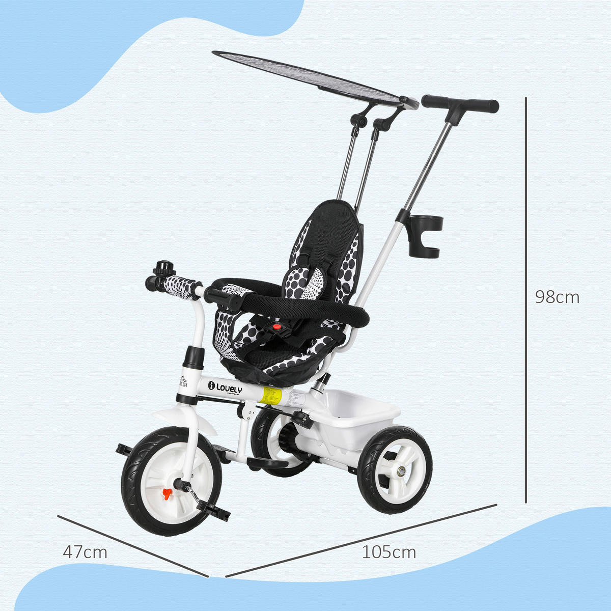 HOMCOM Kinder-Dreirad weiß B/H/L: ca. 47x98x105 cm Kinder-Dreirad - weiß (105,00/47,00/98,00cm) - HOMCOM