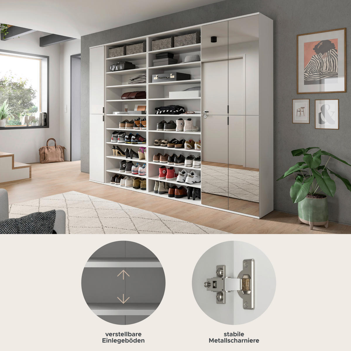 Garderobe PROJEKT X weiß weiß Hochglanz B/H/T: ca. 232x191x37 cm PROJEKT X - weiß (232,00/191,00/37,00cm) - xonox.home