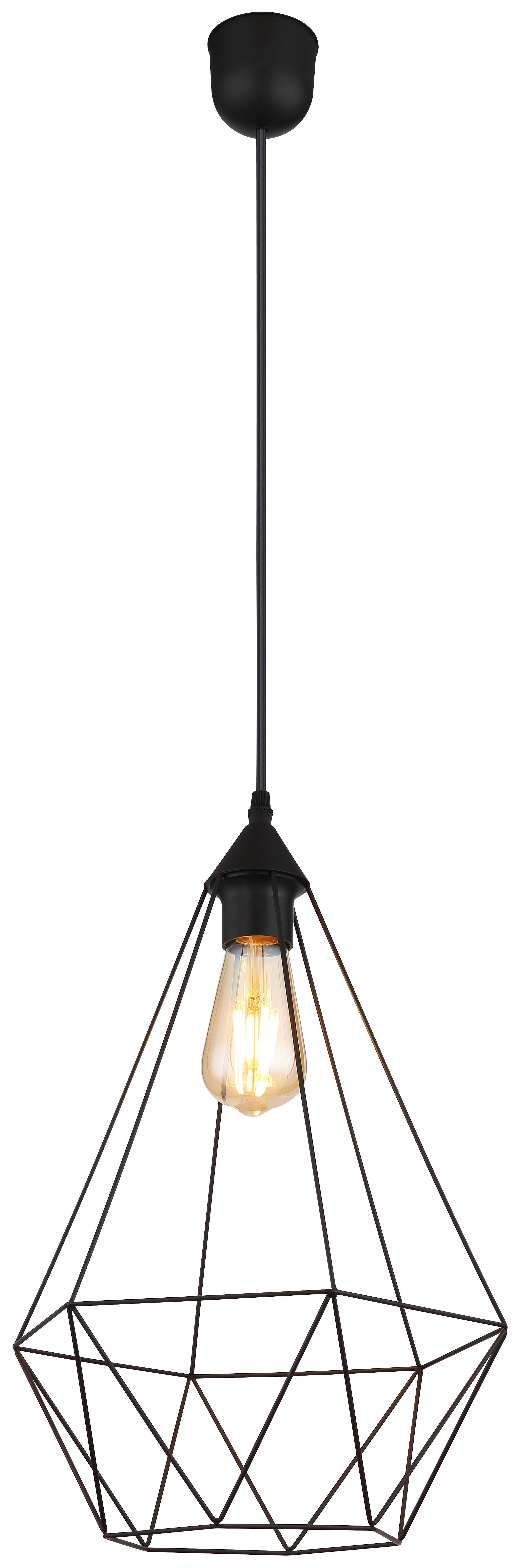 GLOBO Pendelleuchte schwarz Metall H/D: ca. 120x30 cm E27 1 Brennstellen ZACHARY - schwarz (30,00/120,00cm) - GLOBO