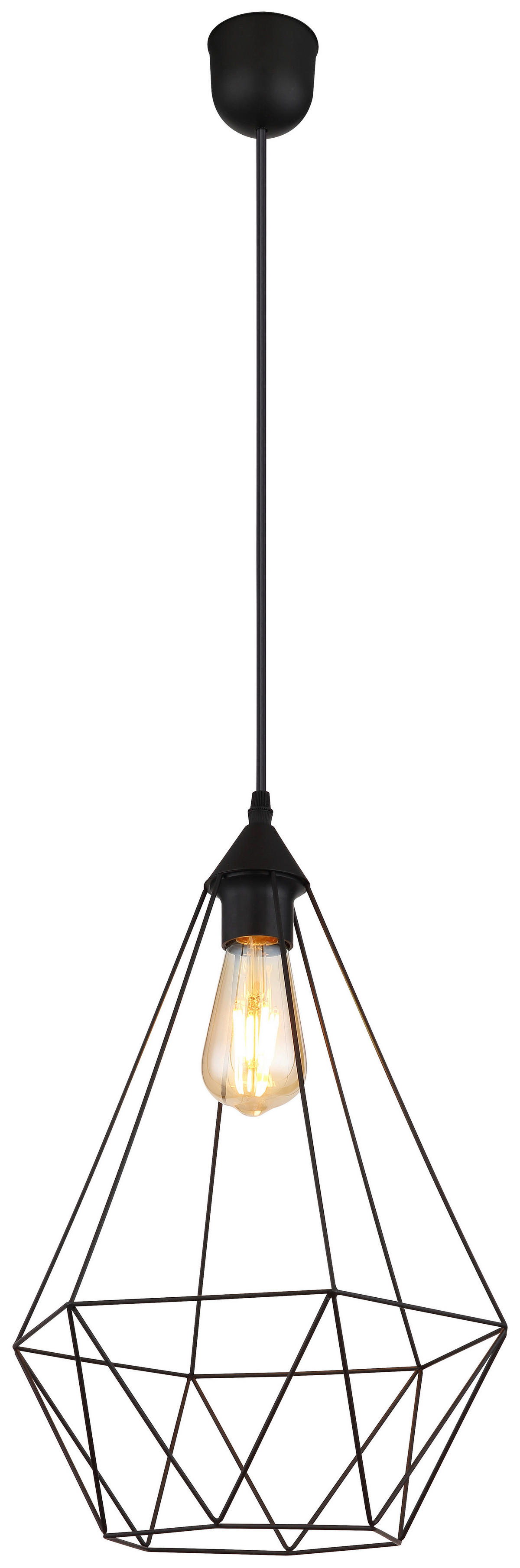 GLOBO Pendelleuchte schwarz Metall H/D: ca. 120x30 cm E27 1 Brennstellen ZACHARY - schwarz (30,00/120,00cm) - GLOBO