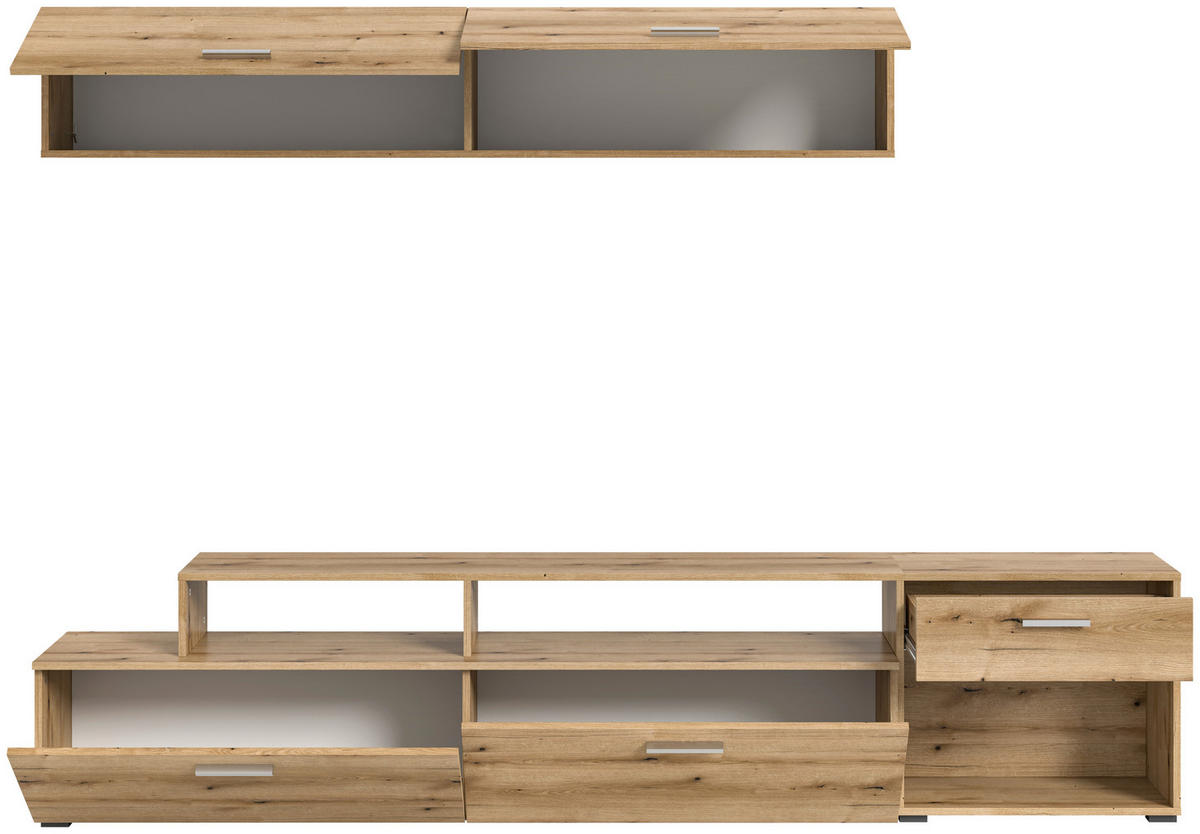 Wohnwand Race Eiche Evoke Oak Nachbildung B/H/T: ca. 247x180x35 cm Race - Eiche (247,00/180,00/35,00cm) - xonox.home