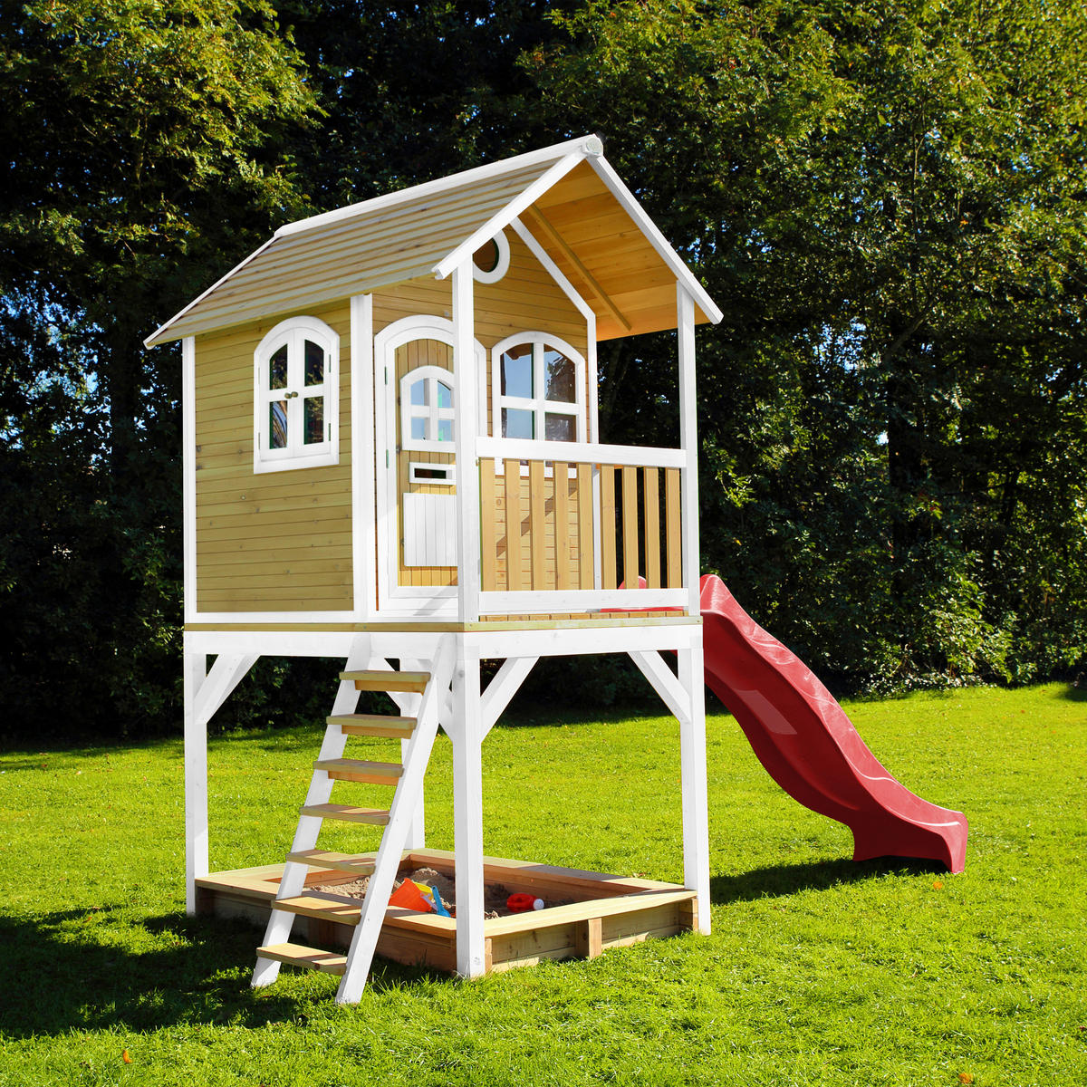 AXI Spielhaus Sarah braun B/H/L: ca. 370x291x191 cm Sarah - braun/weiß (191,00/370,00/291,00cm) - AXI