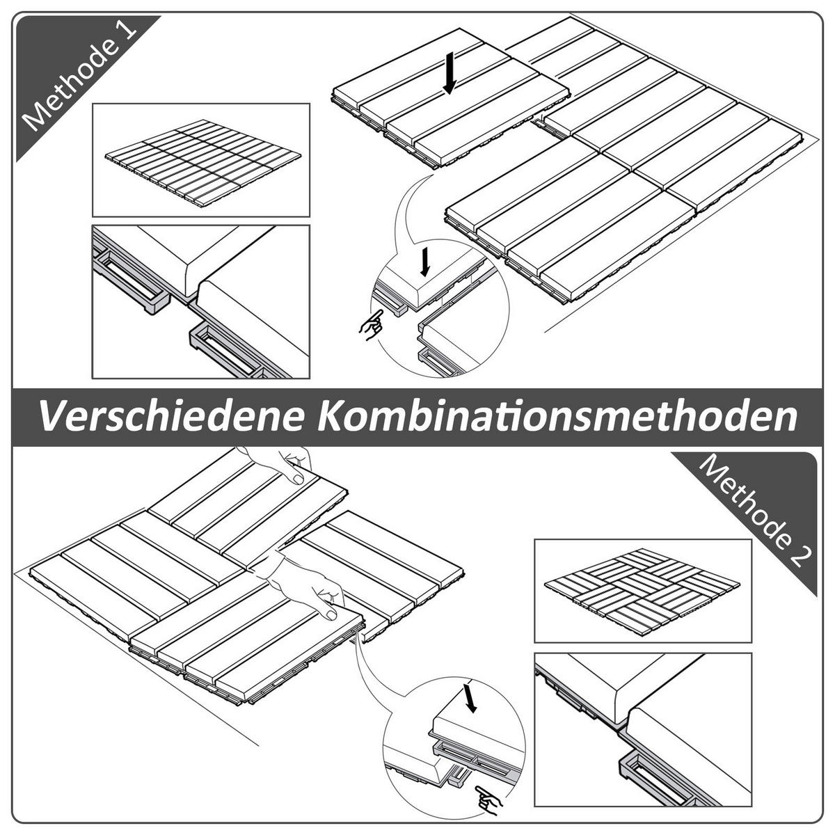 Outsunny Terrassenfliese schwarz B/L: ca. 30x30 cm Terrassenfliese - schwarz (30,00/30,00/2,00cm) - Outsunny