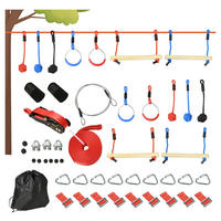 Outsunny Outdoor-Spielzeug schwarz Kunststoff B/H/L: ca. 40x1000x100 cm Ninja_Slackline-Set - blau/rot (100,00/40,00/1000,00cm) - Outsunny