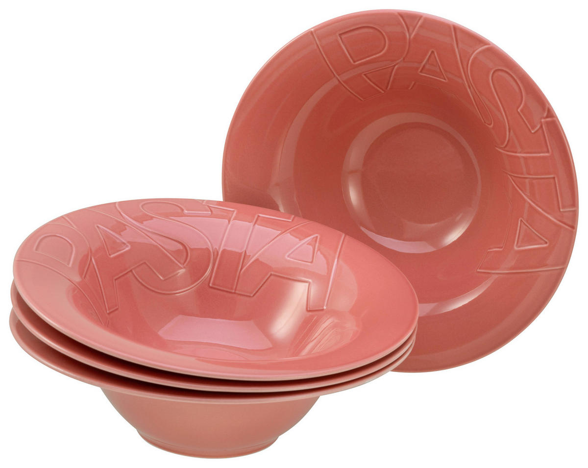 CreaTable Pastateller-Set Gourmet rot Porzellan D: ca. 27 cm Gourmet - rot (27,00cm) - CreaTable