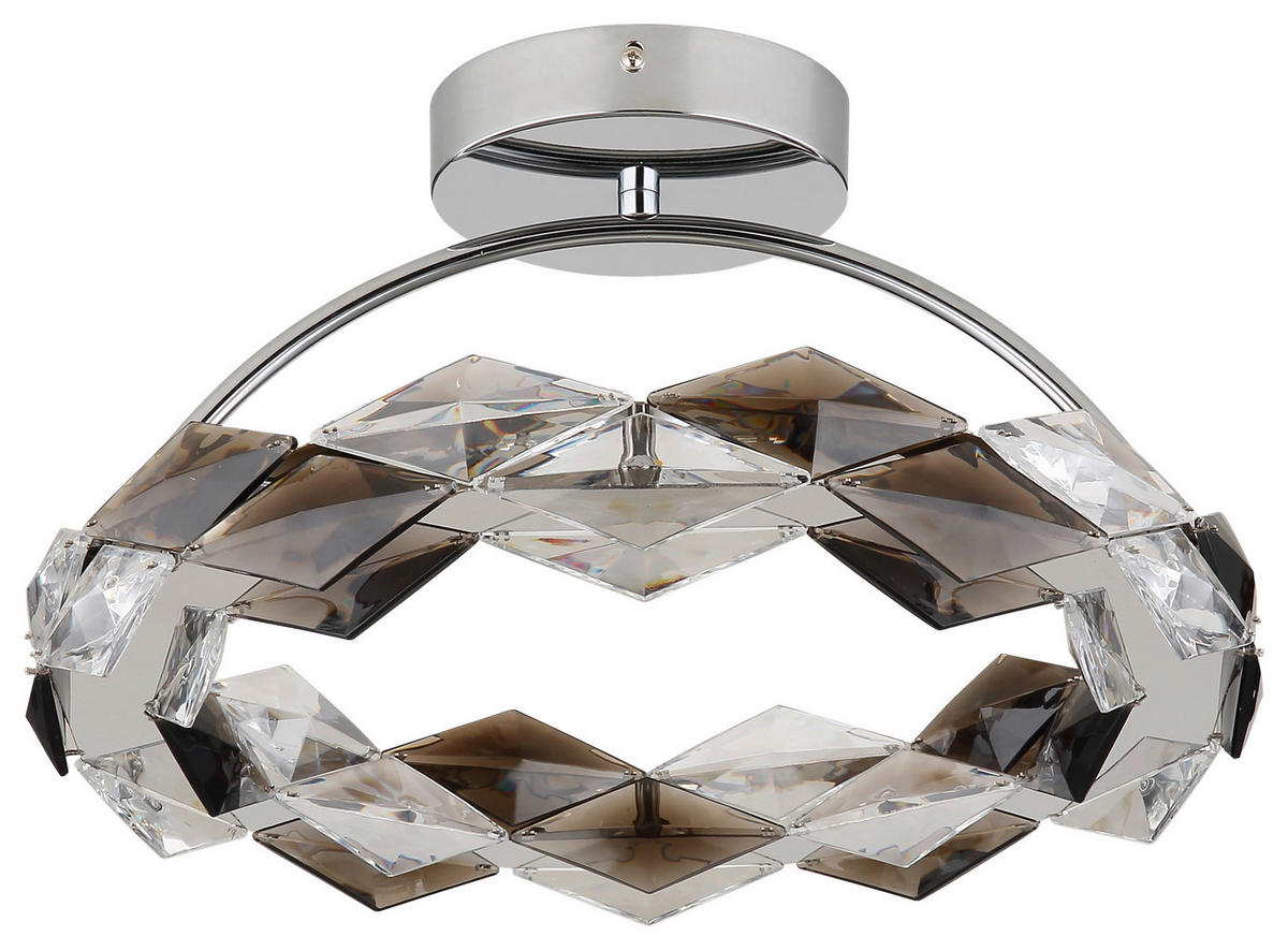 GLOBO LED-Deckenleuchte Chrom Rauch transparent Acryl Metall H/D: ca. 21,5x37 cm KARILION - Rauch/Chrom (37,00/21,50cm) - GLOBO