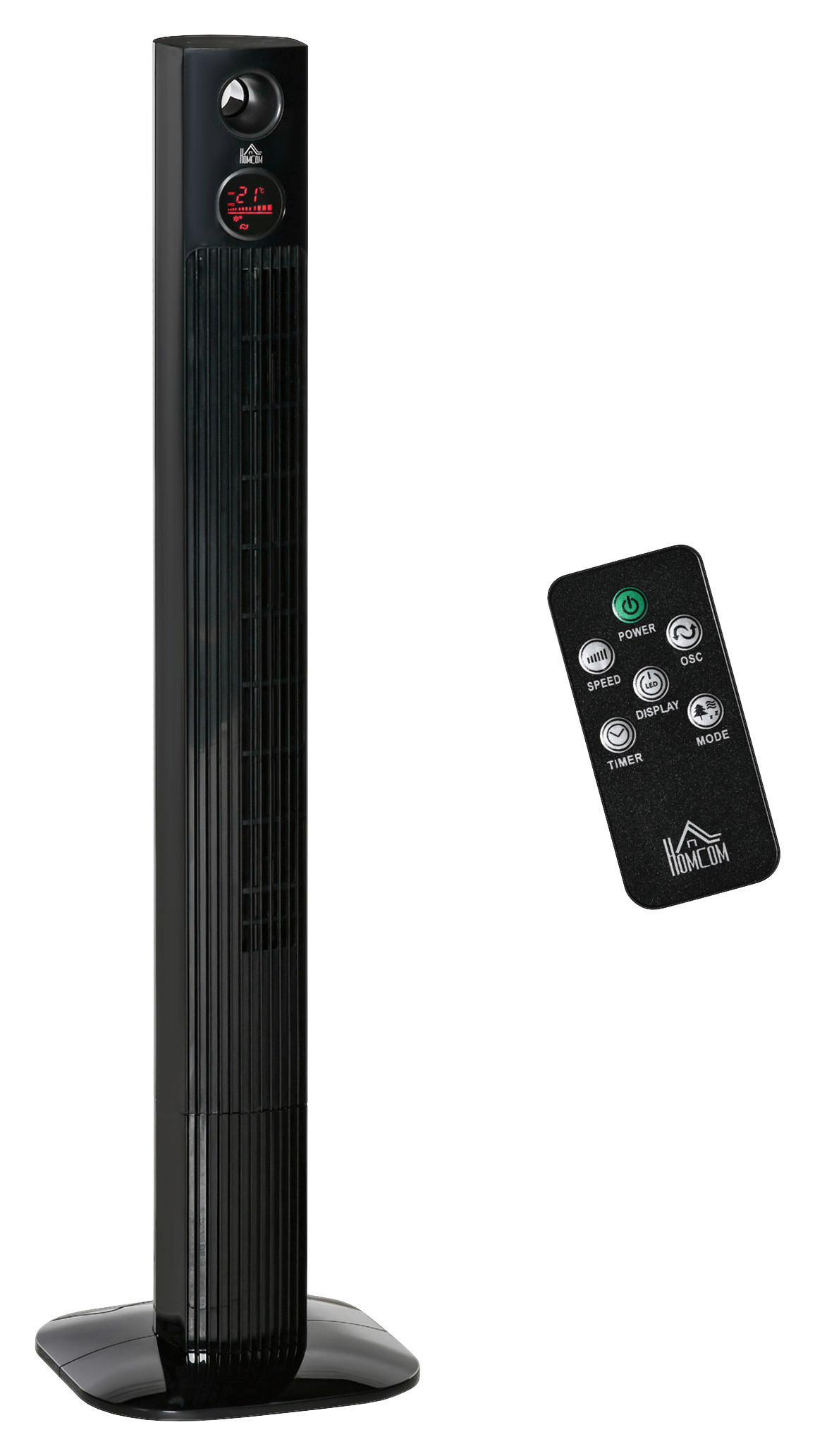 HOMCOM Ventilator schwarz Kunststoff Polypropylen Edelstahl B/H/L: ca. 31,5x31,5x117 cm Turmventilator - schwarz (117,00/31,50/31,50cm) - HOMCOM
