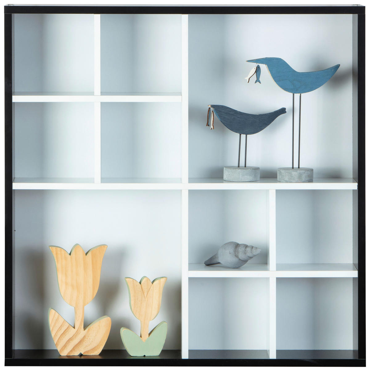 Vitrine Decem weiß schwarz MDF B/H/T: ca. 70x70x13 cm Decem - weiß/schwarz (70,00/70,00/13,00cm) - Inter Link