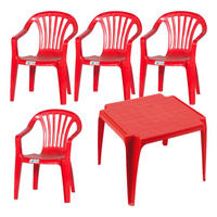 ProGarden Kindermöbel-Set rot Kunststoff B/H/L: ca. 38x53x43 cm Kindermöbel-Set_4xSessel_1xTisch - rot (43,00/38,00/53,00cm) - ProGarden