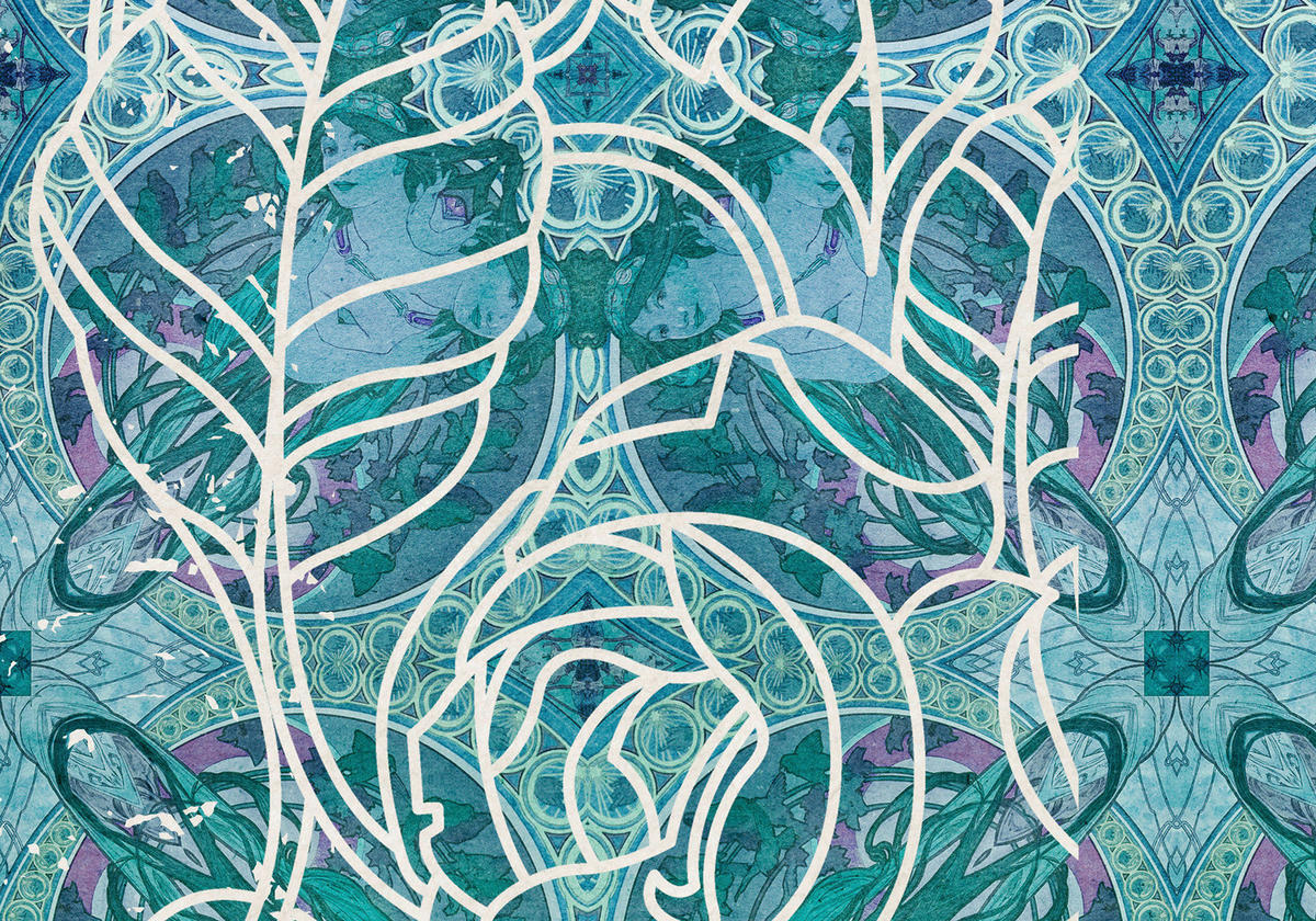 Komar Fototapete Art Nouveau Bleu B/L: ca. 250x280 cm Art Nouveau Bleu - (250,00/280,00cm) - Komar