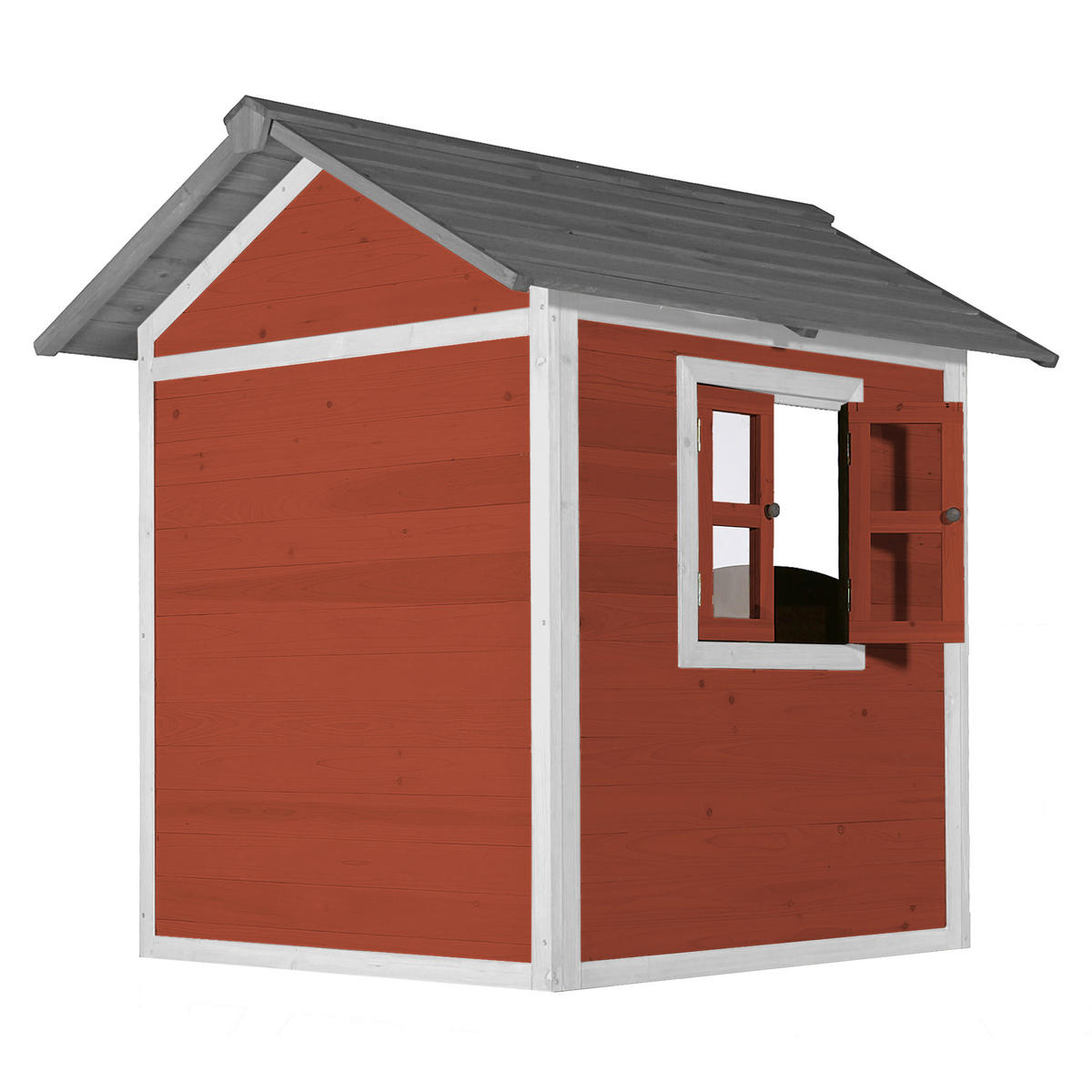 AXI Spielhaus Lodge rot B/H/L: ca. 111x133x135 cm Lodge - weiß/rot (135,00/111,00/133,00cm) - AXI