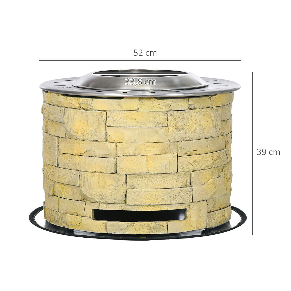 Outsunny Feuerschale gelb Polypropylen B/H/L: ca. 52x52x39 cm Feuerschale - gelb (39,00/52,00/52,00cm) - Outsunny