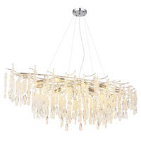 GLOBO Luster gold amber klar Metall Glas B/H/L: ca. 60x120x150 cm E14 14 Brennstellen Gloria - gold/klar (150,00/60,00/120,00cm) - GLOBO