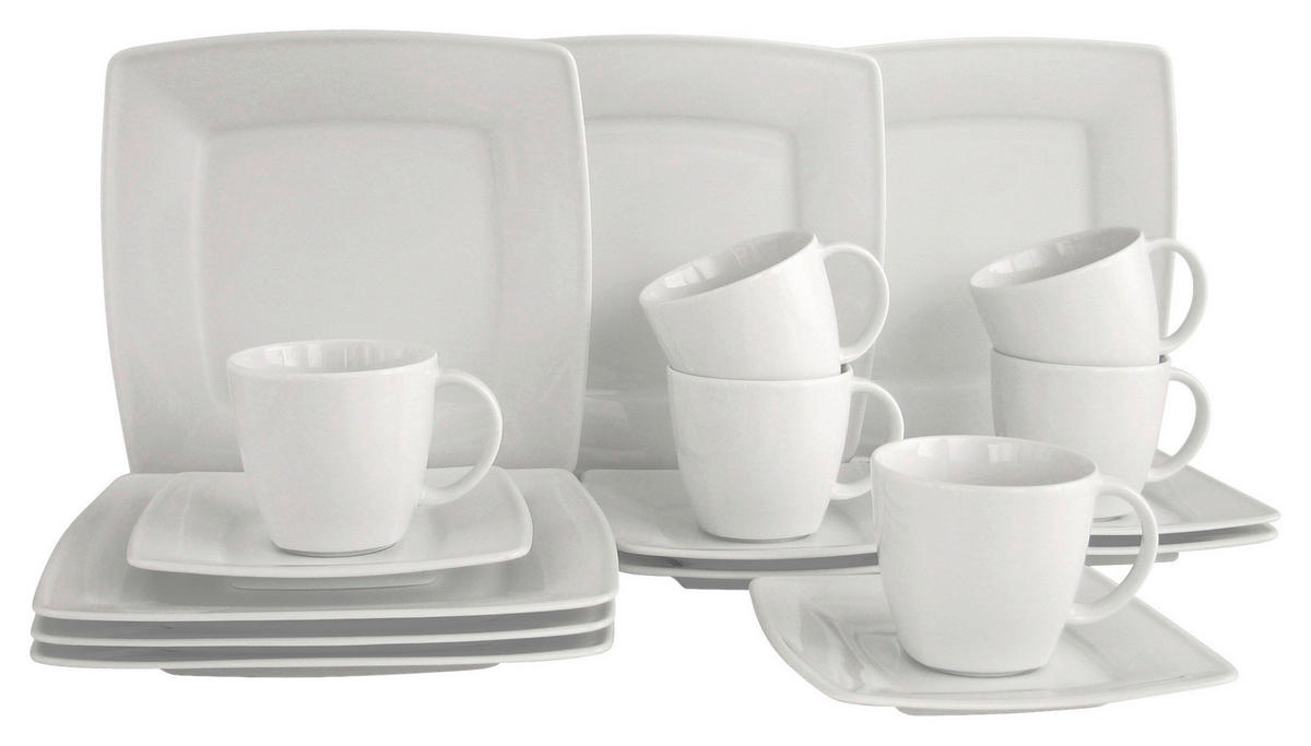 CreaTable Kaffeeservice Victoria weiß Porzellan 18 tlg. Victoria - weiß (0,00cm) - CreaTable