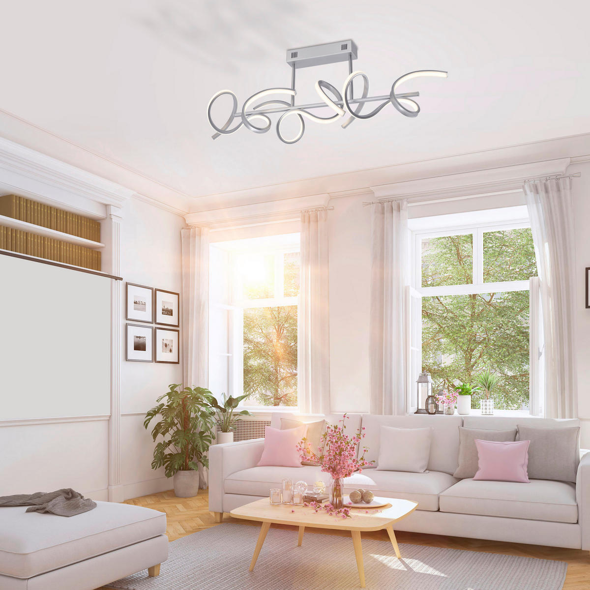 Just Light Deckenleuchte 19032-21 silber Alu B/H/L: ca. 21x30x82 cm LED-Deckenleuchte_Curls - silber (82,00/21,00/30,00cm) - Just Light