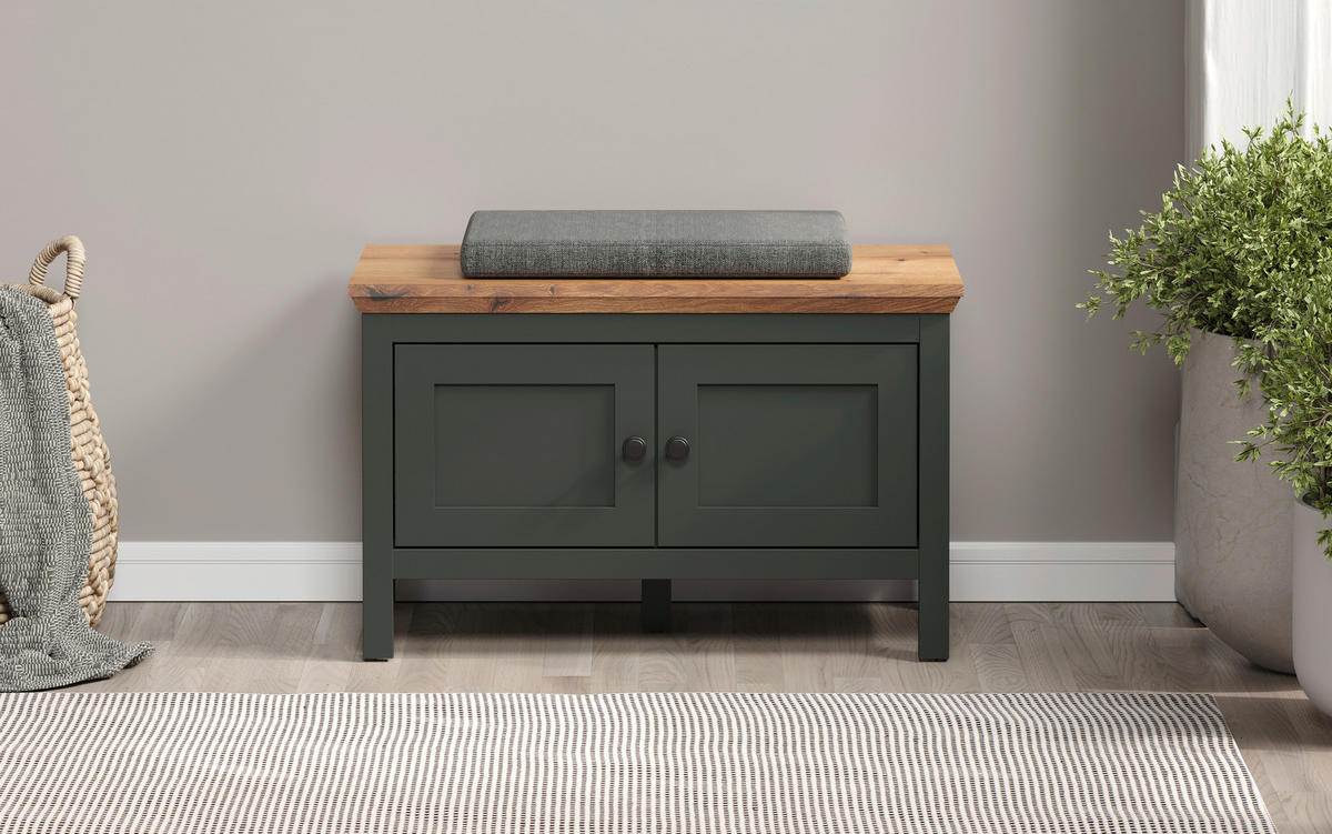 Sitzbank Stanton tannengrün Eiche Evoke Coast Nachbildung B/H/T: ca. 77x48x39 cm Stanton - Eiche/tannengrün (77,00/48,00/39,00cm)