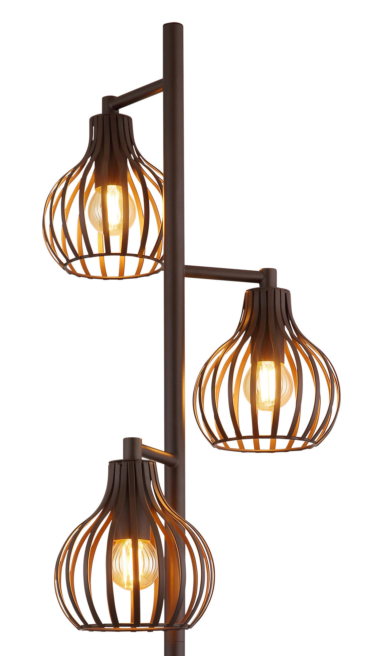 GLOBO Stehleuchte rostfarbig Metall H/D: ca. 161x31 cm E14 3 Brennstellen MATEO - rostfarbig (31,00/161,00cm) - GLOBO