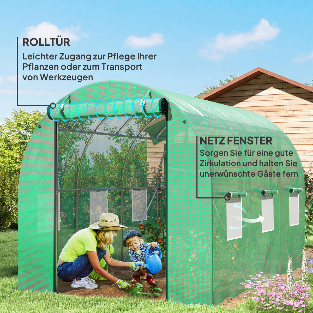 Outsunny Folientunnel B/H/L: ca. 200x195x300 cm Folientunnel - grün (300,00/200,00/195,00cm) - Outsunny