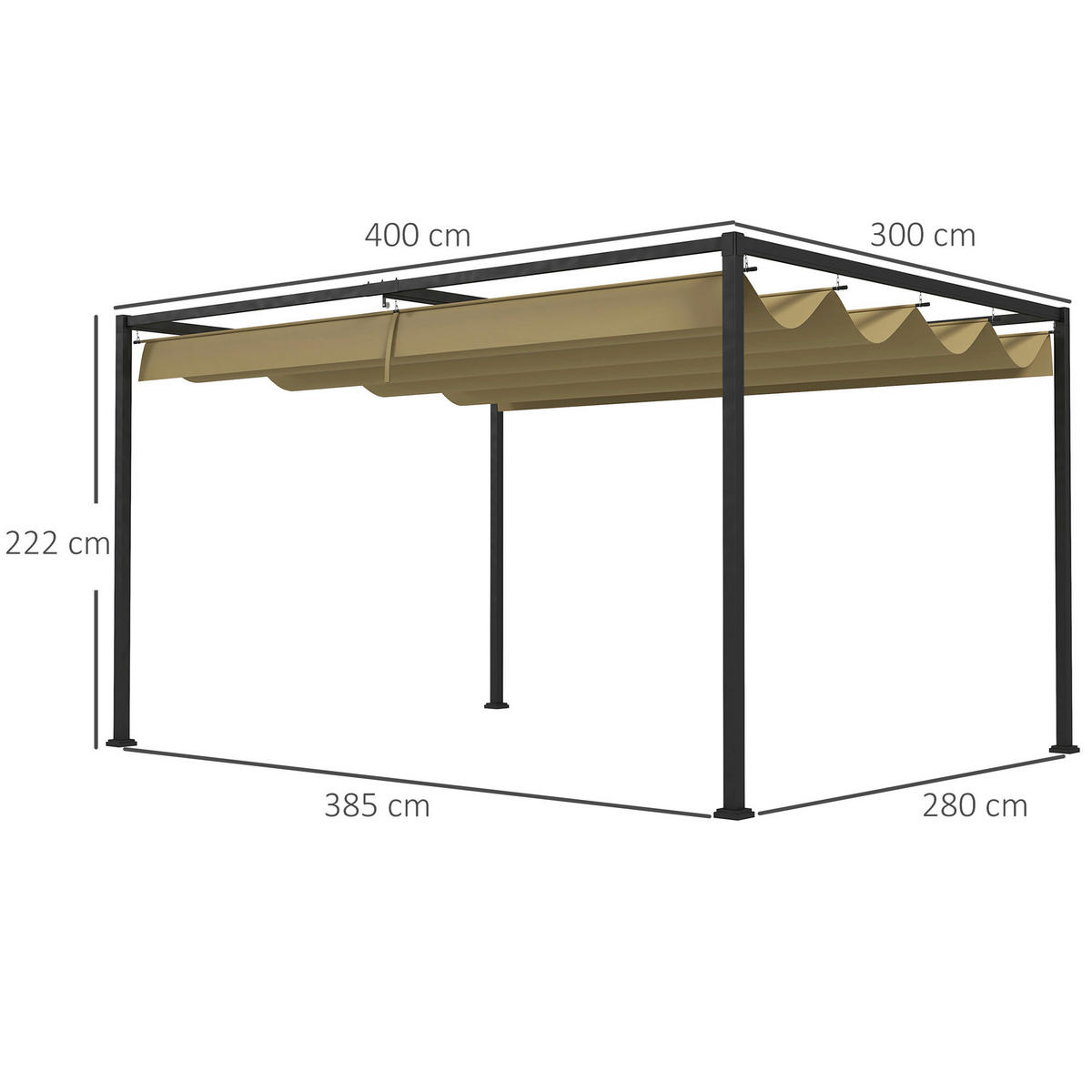 Outsunny Pergola khaki Polyester B/H/L: ca. 300x222x400 cm Pergola - khaki (400,00/300,00/222,00cm) - Outsunny