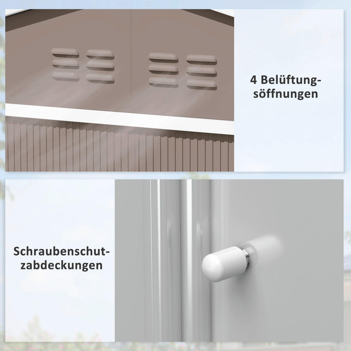 Outsunny Gartenhaus hellgrau B/H/L: ca. 195x192x277 cm Gartenhaus - hellgrau (277,00/195,00/192,00cm) - Outsunny