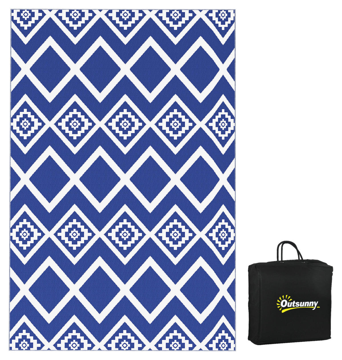 Outsunny Outdoor-Teppich weiß B/H/L: ca. 182x274x0,3 cm Outdoor-Teppich - blau/weiß (0,30/182,00/274,00cm) - Outsunny