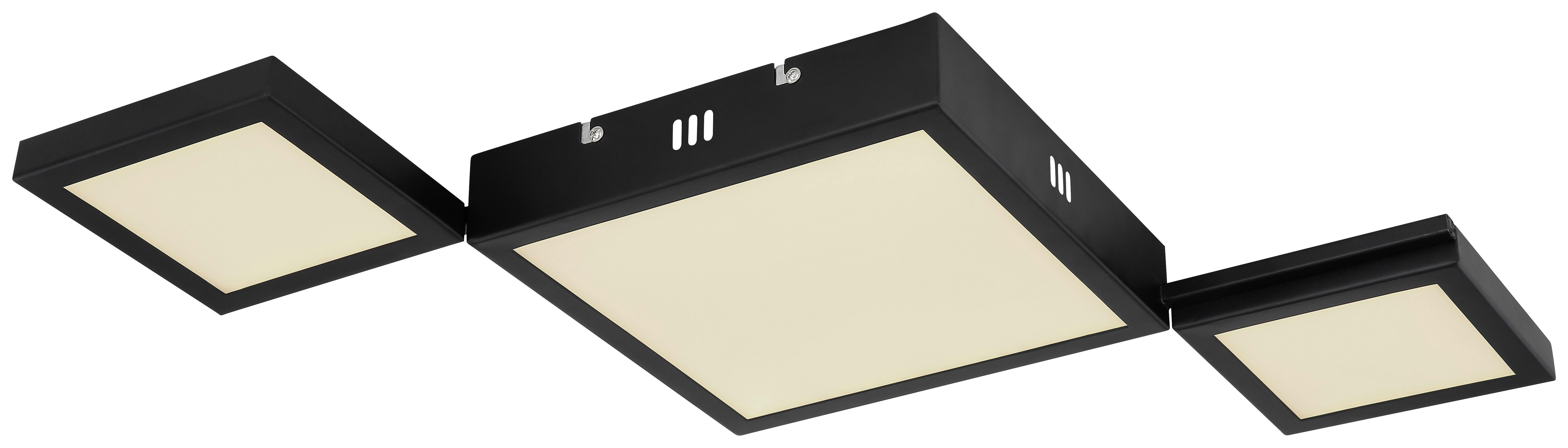 GLOBO Deckenleuchte BURKHARD 67253-25 schwarz Opal Metall Acryl B/H/T: ca. 71x4,5x31 cm BURKHARD - schwarz/Opal (71,00/4,50/31,00cm) - GLOBO