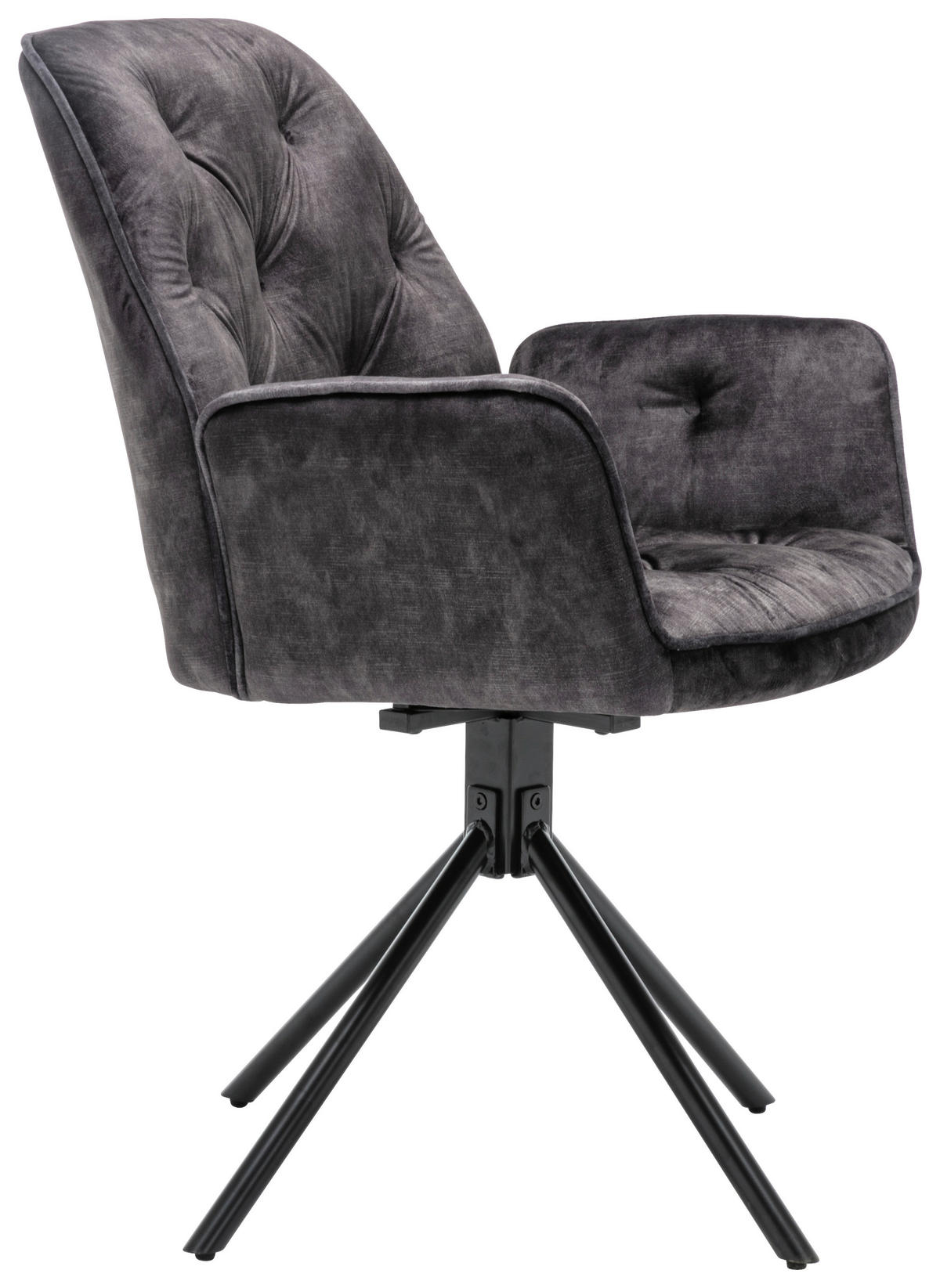byLIVING Sessel SARINA  2er-Set anthrazit Vintage Samt Metall B/H/T: ca. 59,5x89x62 cm SARINA  2er-Set - anthrazit (59,50/89,00/62,00cm) - byLIVING