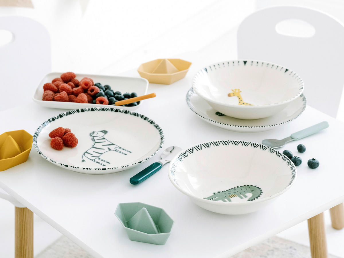 CreaTable Tellerset Safari mehrfarbig Steinzeug D: ca. 21 cm Safari - mehrfarbig (21,00cm) - CreaTable