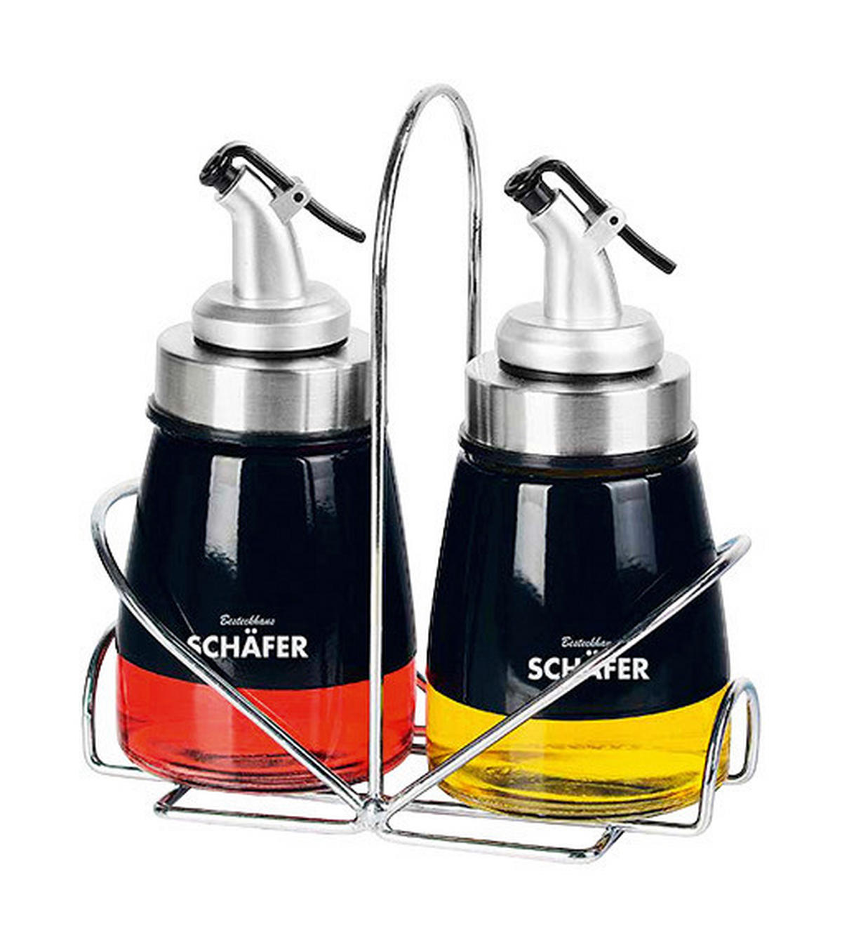 SCHÄFER Öl-/Essig-Menage schwarz Glas Öl-/u.Essigmenage_3tlg. - schwarz - SCHÄFER