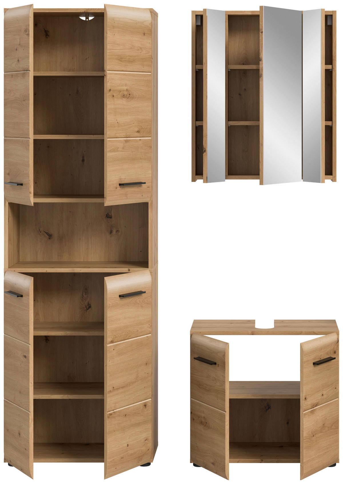 Badezimmer-Set Ice Artisan Oak Nachbildung B/H/T: ca. 135x185x30 cm Ice - (135,00/185,00/30,00cm) - xonox.home