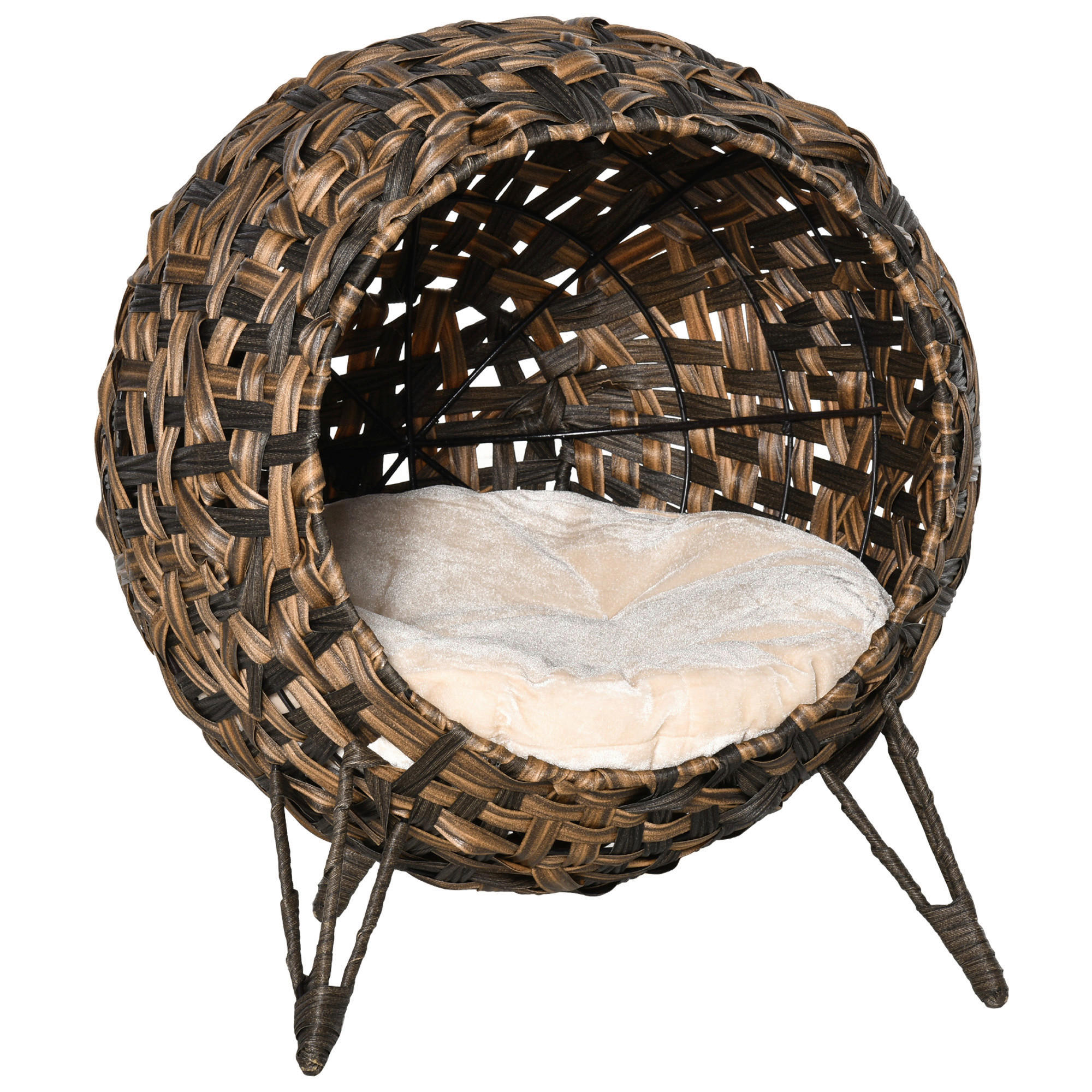 PawHut Katzenhaus braun Rattan B/H/L: ca. 46x58x54 cm Katzenhaus - braun (54,00/46,00/58,00cm) - PawHut